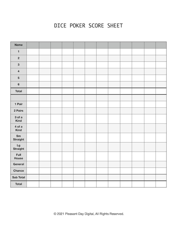 What's the Deal with Poker Dice Scoring Sheets?